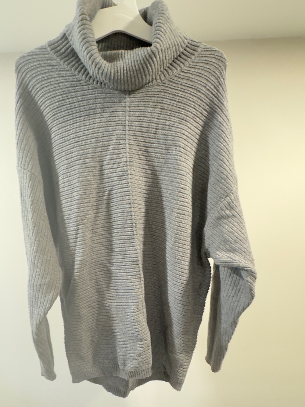 Cyrus Light Gray Ribbed Turtleneck Sweater